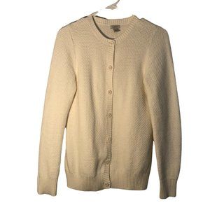 L.L. Bean Cotton Cashmere Blend Light Cream Button Down Sweater
